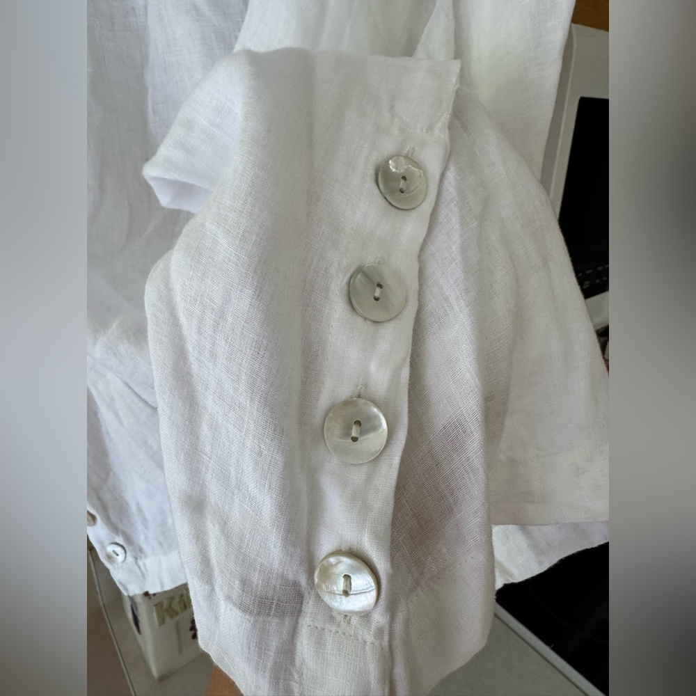 Tahari Linen Tunic Top Popover‎ V Neck Women’s 2X. White. - Picture 2 of 6